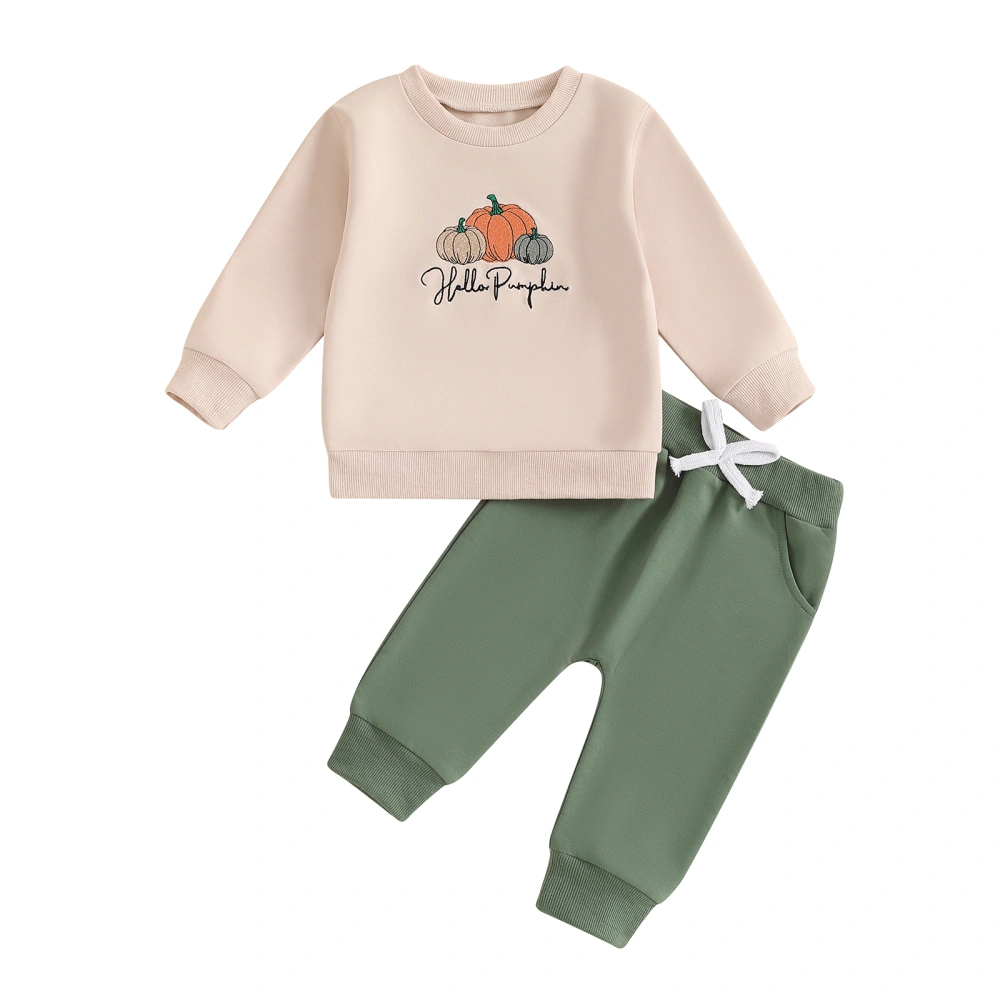 Boy Halloween Set Pumpkin Letter Embroidered Sweatshirt Pants Outfits