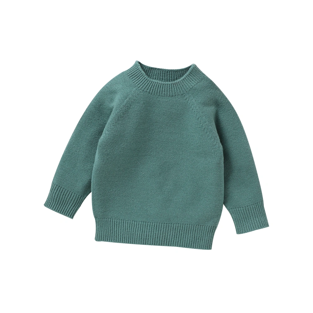 Toddler Knit Sweaters Long Sleeve Round Neck Solid Color Knitwear