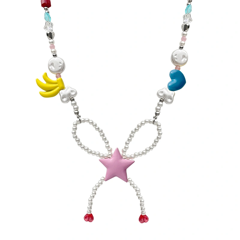 Colorful Stone Star Beaded Necklaces Sweet Clavicle Necklace