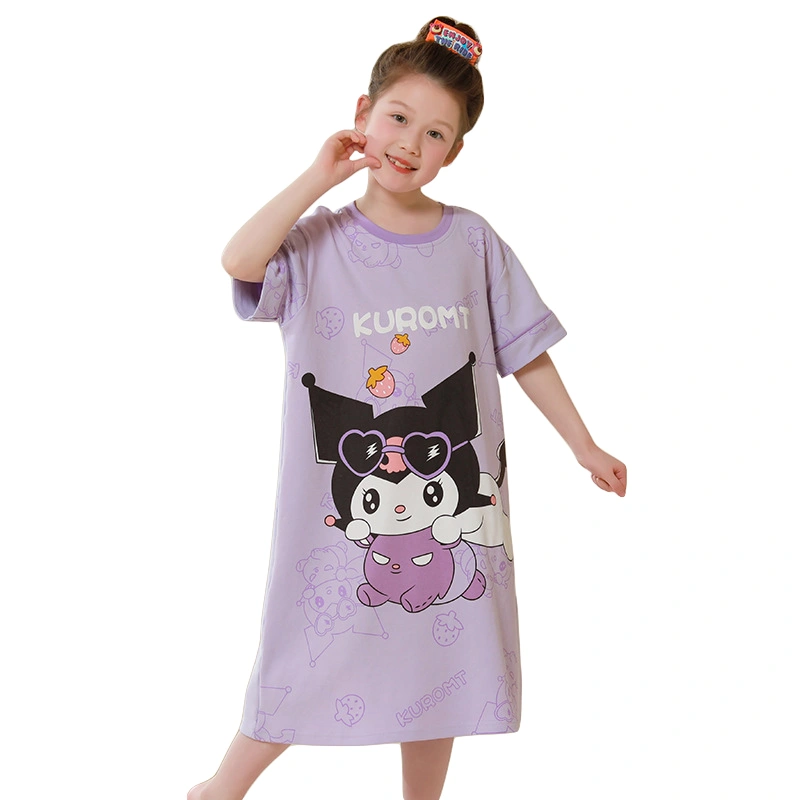 Toddler Girl Nightgowns Casual Short Sleeve Cartoon Print Sleep Shirts