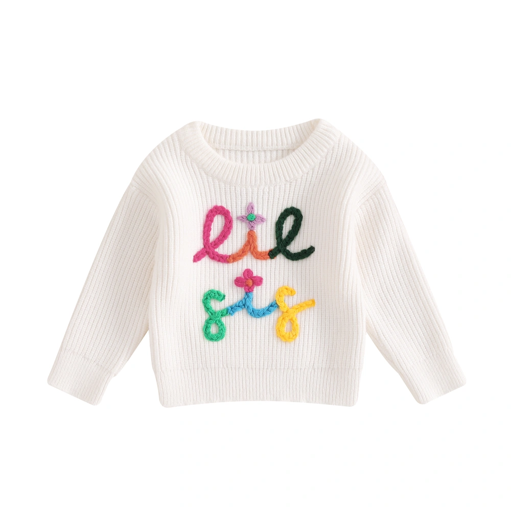 Baby Girl Sweater, Long Sleeve Letters Flower Warm Knit Pullover