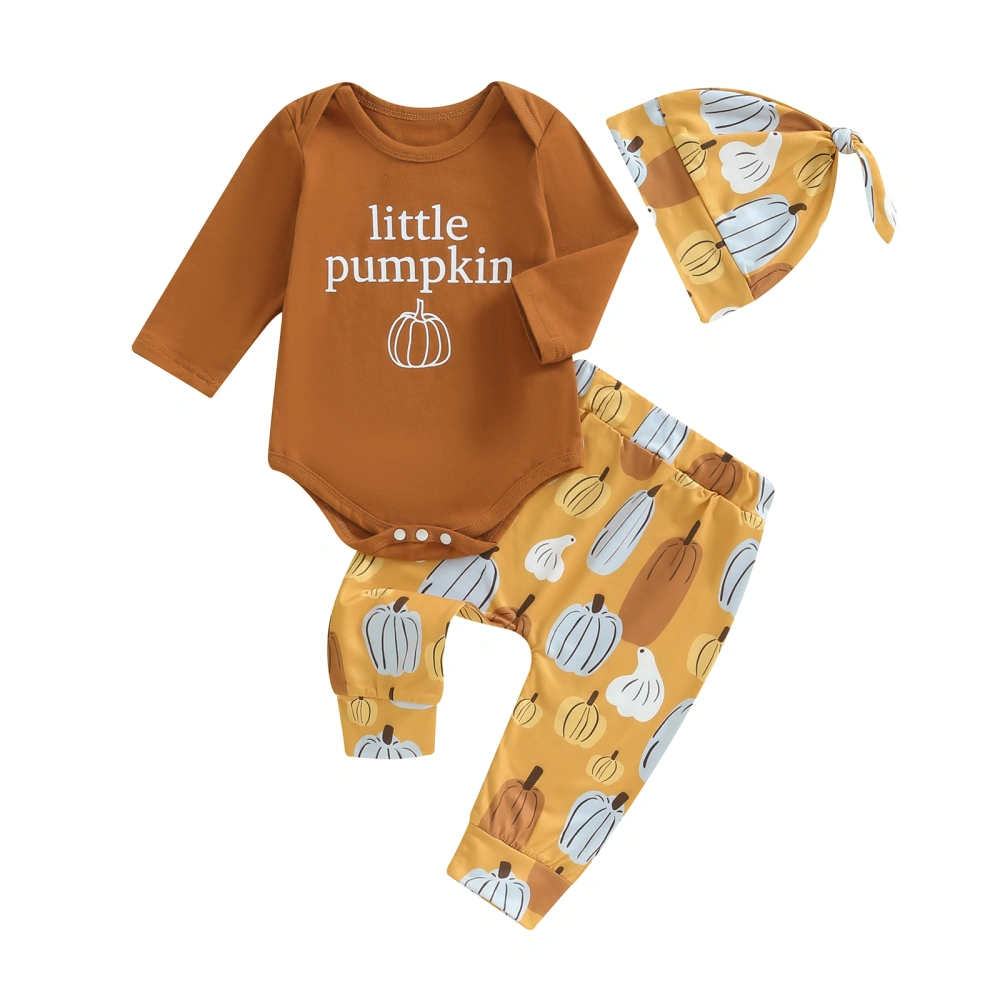 Baby Boys Halloween Outfits Letter Print Rompers Pants Hat Set