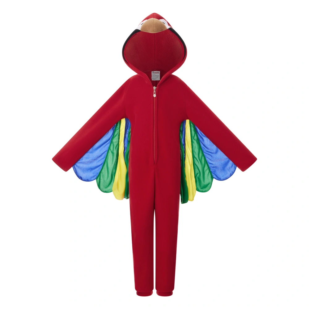 Girl Boy Halloween Parrot Costume Long Sleeve Hood Zipper Jumpsuit