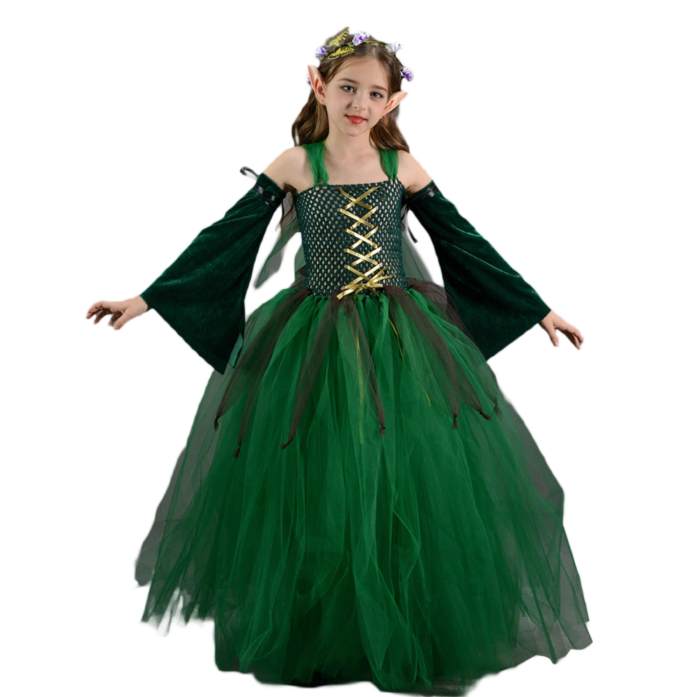 Elf Fairy Cosplay Costume for Girls, Sleeveless Tulle Tutu Dress