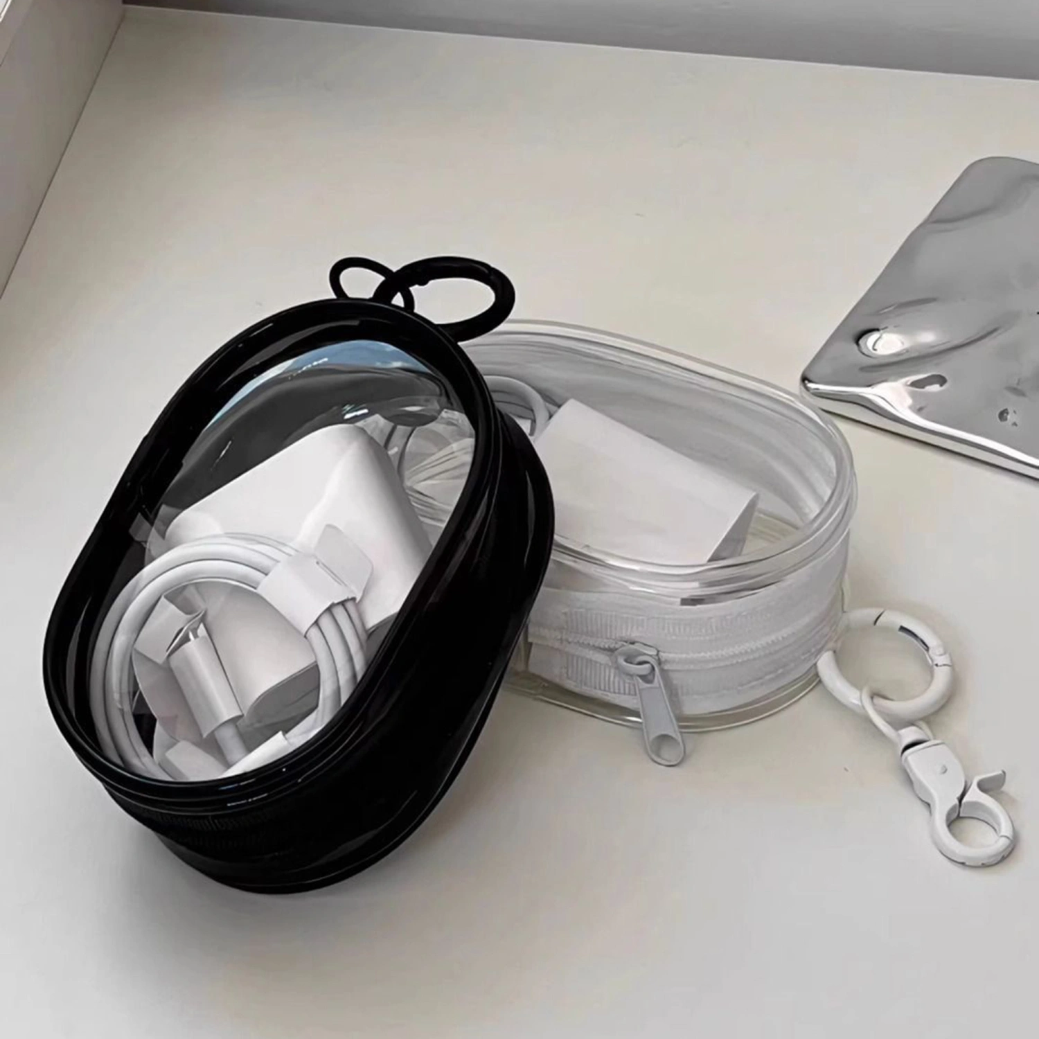 Portable Cable Charger Storage Bag Clear Headphone Storage Box