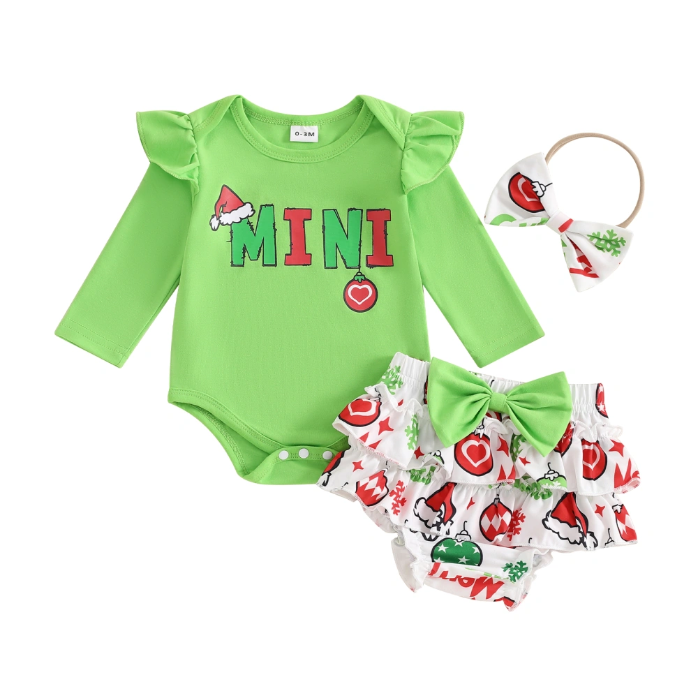 Baby Girls Christmas Outfits Romper + Bloomers Skirt + Headband