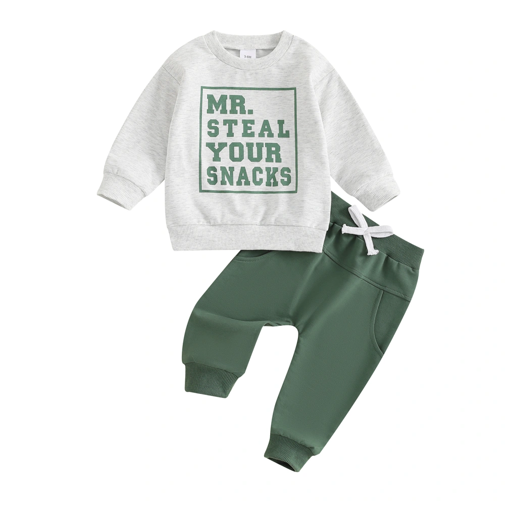 Baby Boy Track Suit Letter Print Sweatshirt and Elastic Sweatpants