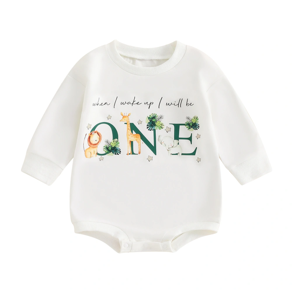 Baby 1st Birthday Romper Animal Long Sleeves Sweatshirt Jumpsuit 