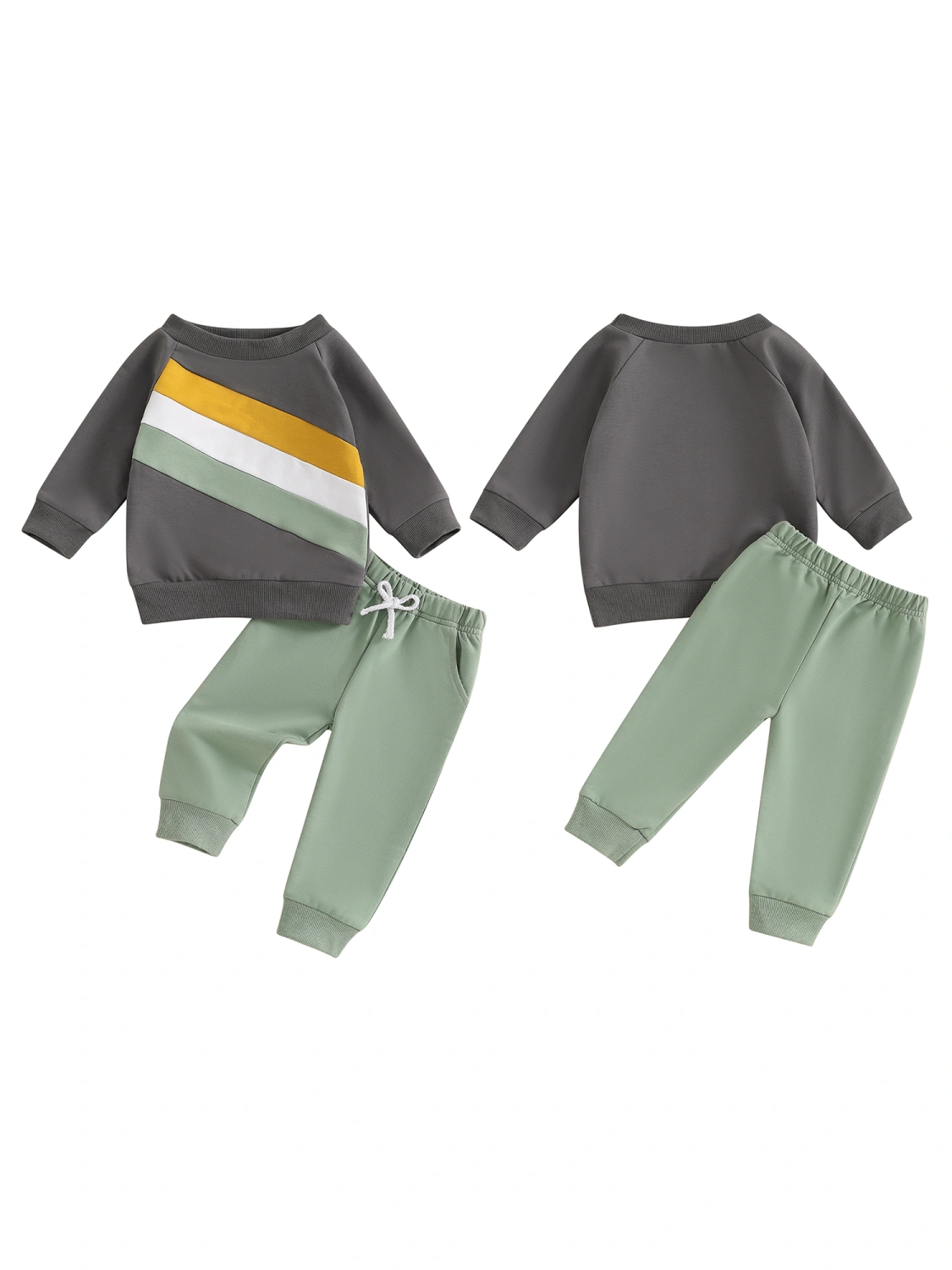 Baby Boy Fall Clothes Striped Patchwork Sweatshirt and Sweatpants