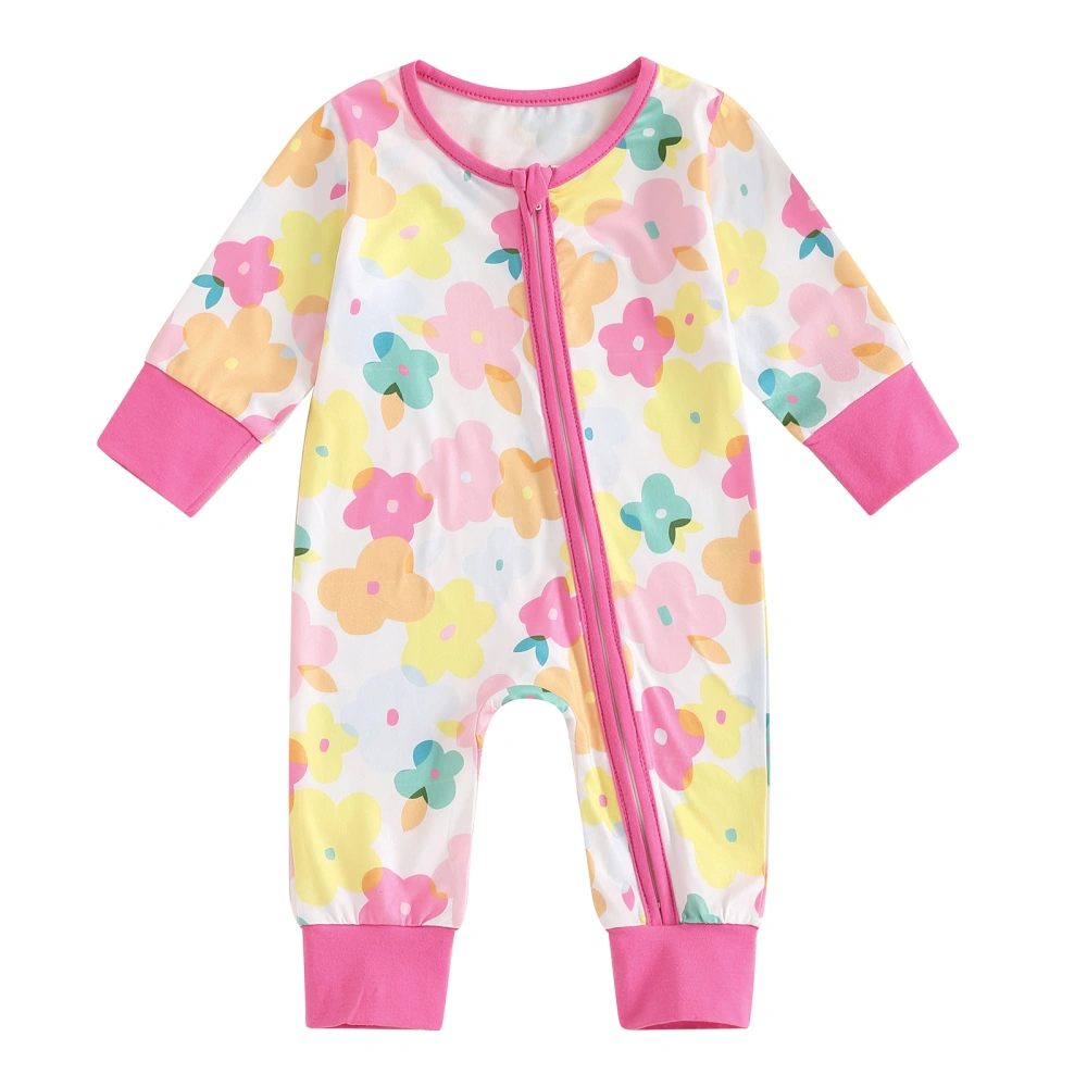 Baby Girls Jumpsuit, Long Sleeve Flower/Pumpkin/Bow Print Romper