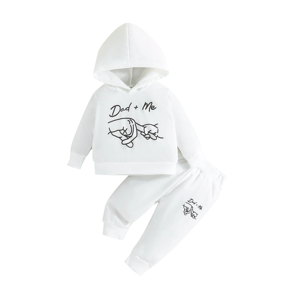 Baby Father's Day Outfit Letter Hand Print Hoodie and Pants Set