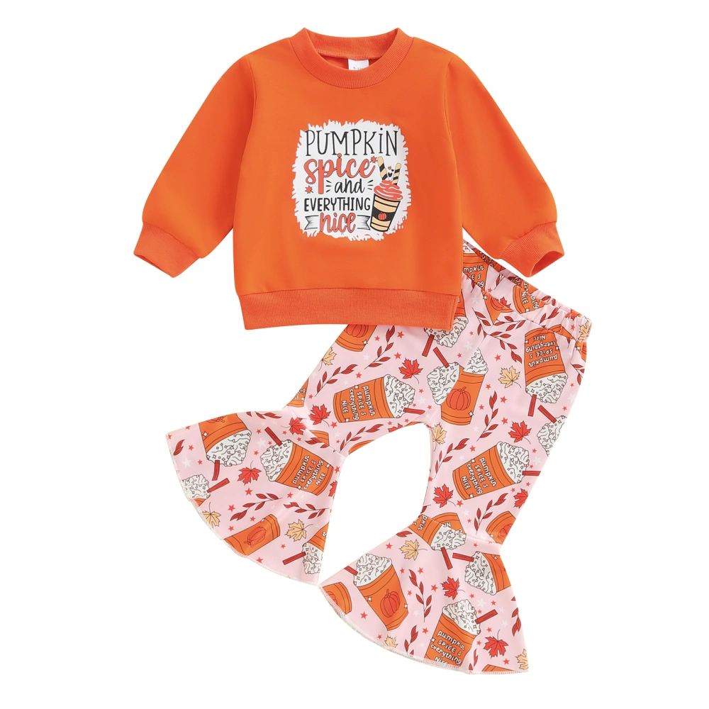 Girl Halloween Sets Long Sleeve Letter Tops Ice Cream Print Pants