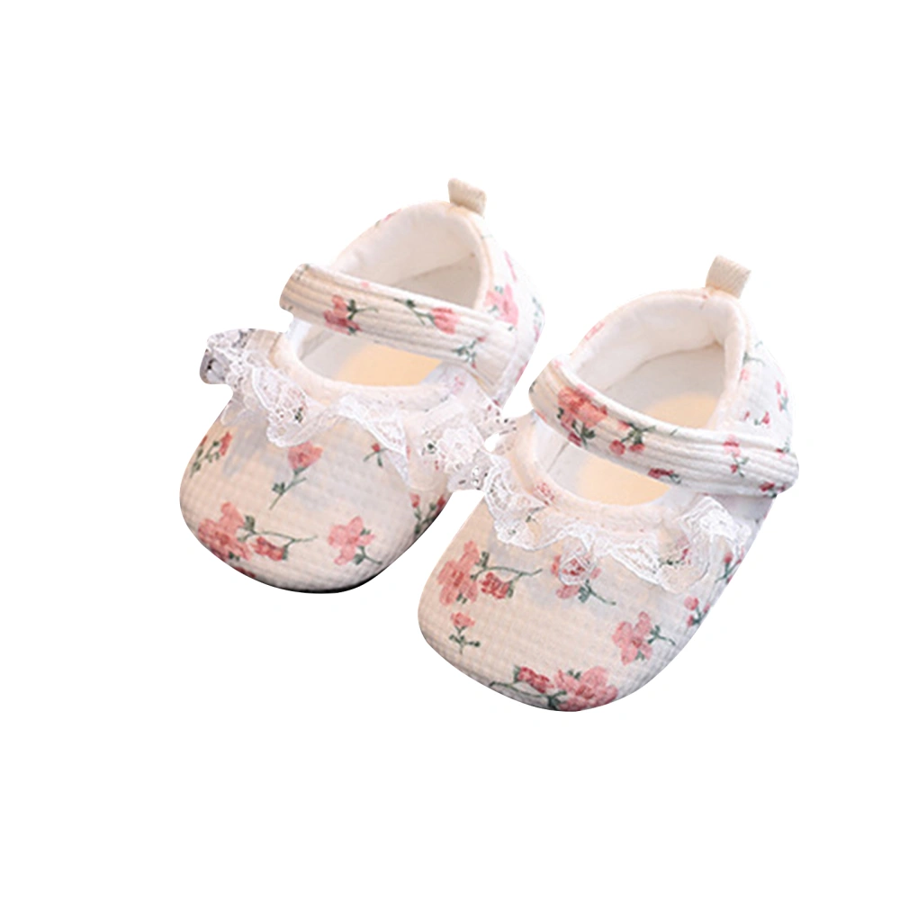 Baby Girl Mary Jane Flats Cute Floral Print Dress Shoes Crib Shoes 