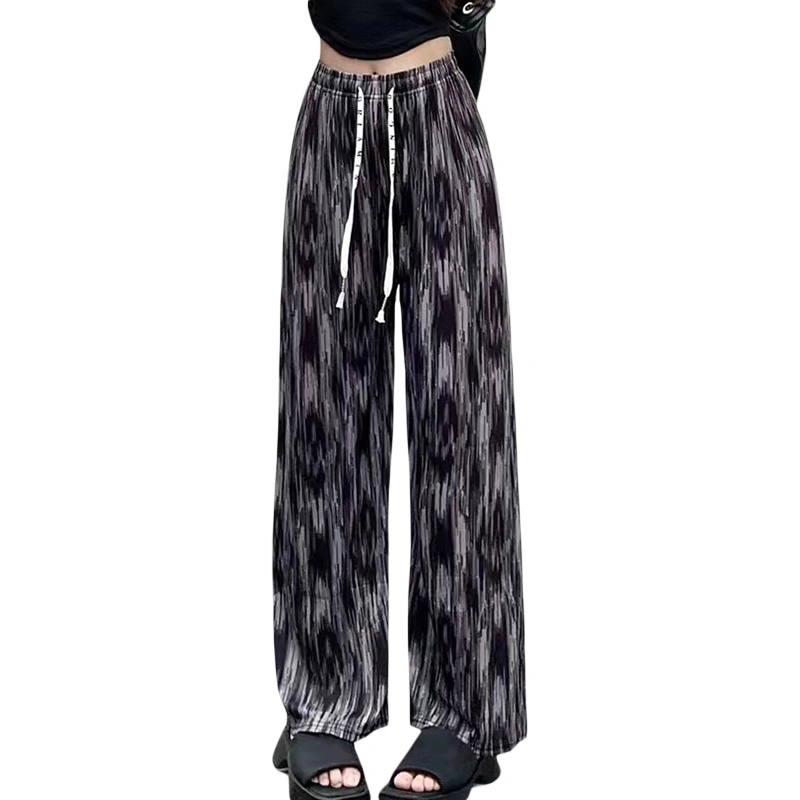 Women Wide Leg Pants, High Waist Tie-dye Print Loose Trousers