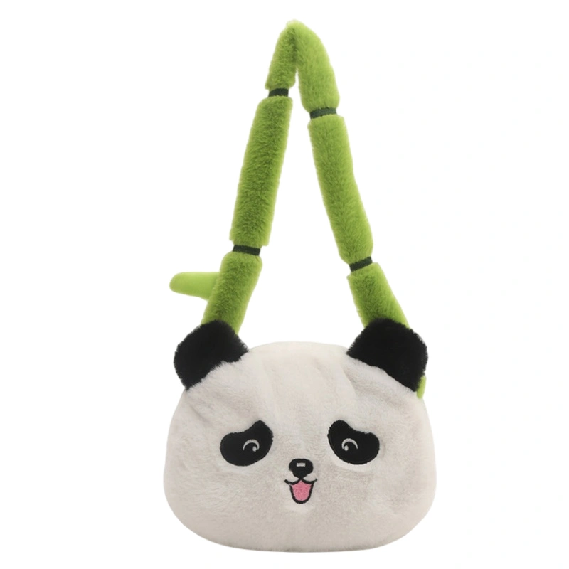 Women Plush Shoulder Bag Bamboo Panda Purse Lightweight Handbag