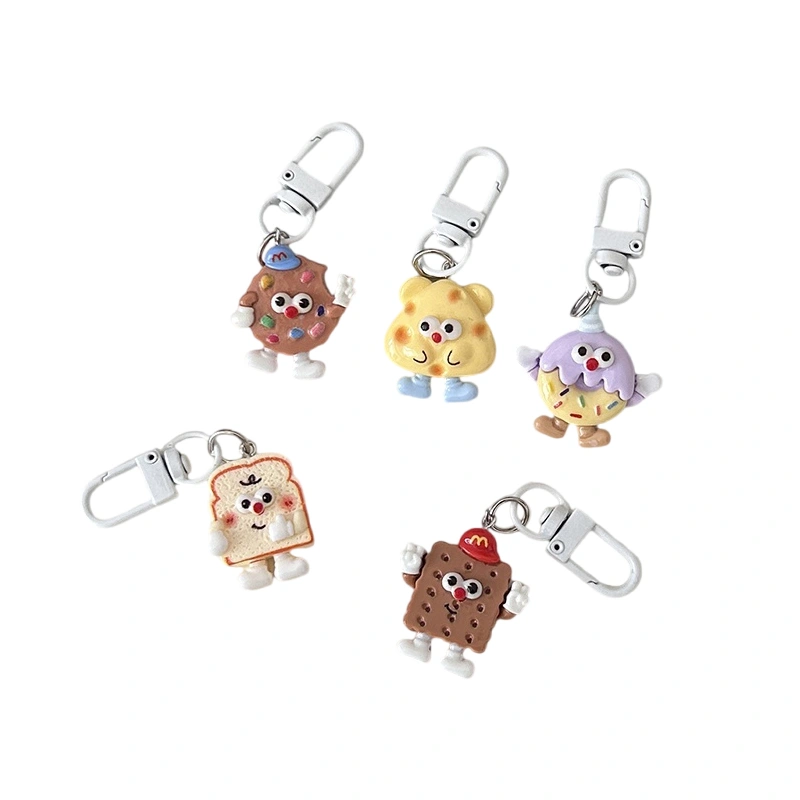 Cute Cartoon Cookies Keychain Fun Food Cheese Shaped Keyring