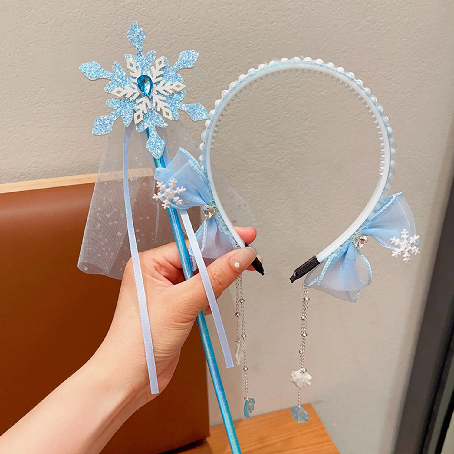 Little Girls Veil Headband Magic Wand Sets for Birthday Party Favor