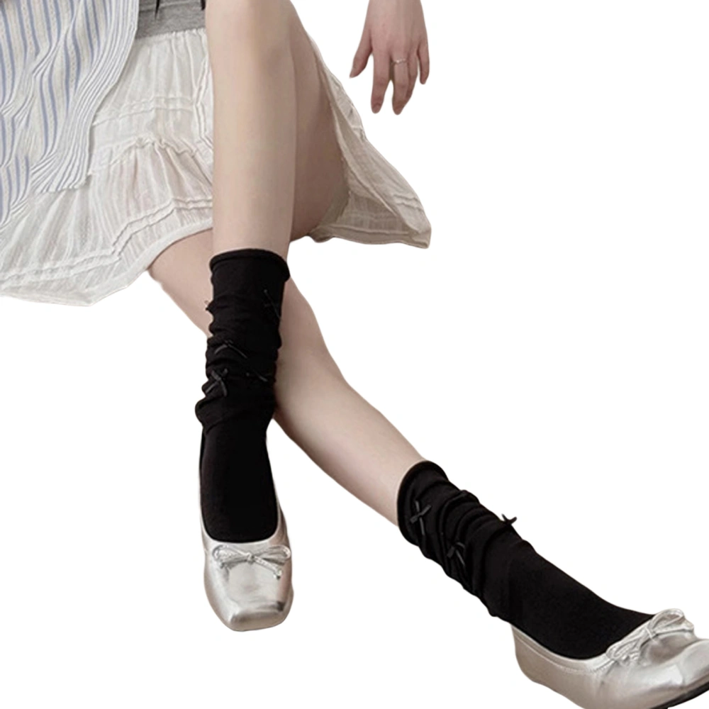 Women Lolita Socks Below Knee High Bow Socks JK Uniform Socks