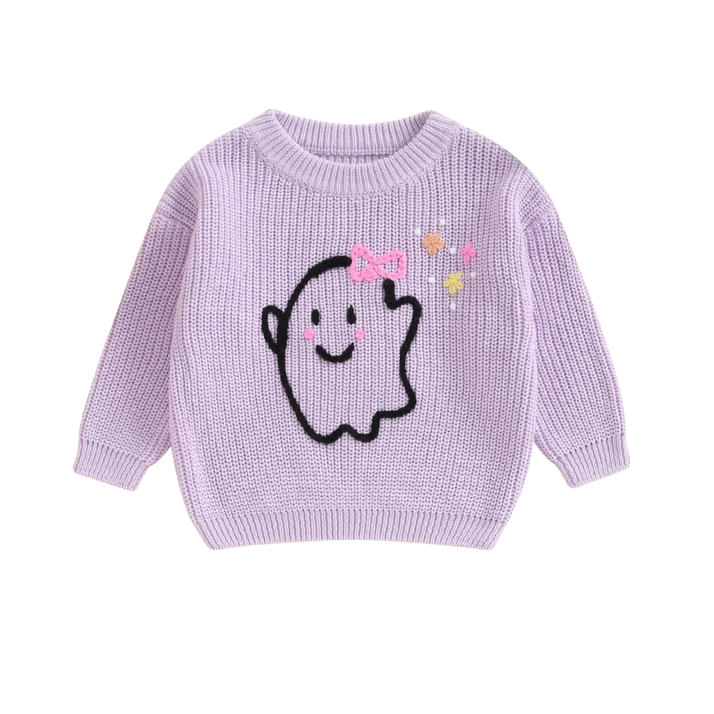 Baby Halloween Sweaters Long Sleeve Ghost/Skull Embroidery Tops