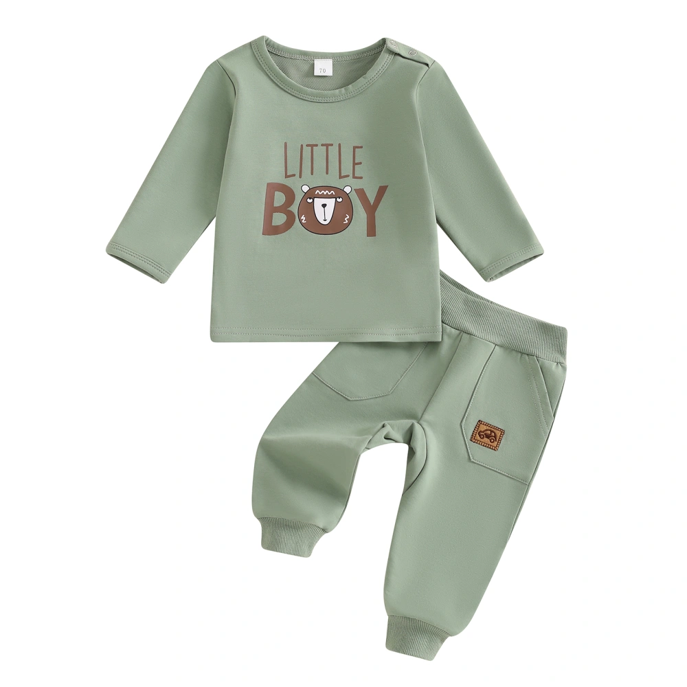 Toddler Boy Pants Set Letter Print Sweatshirt Pocket Long Pants Outfit