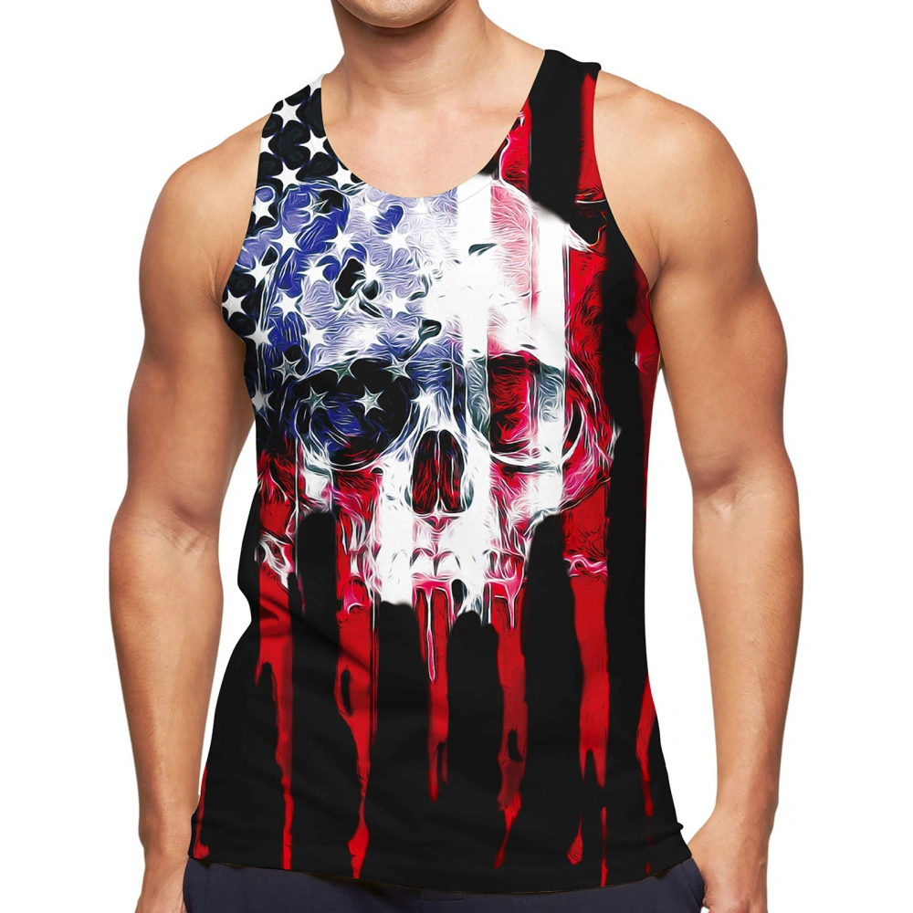 Men Independence Day Tank Tops Stars Numbers Flag Eagle Printed Vests