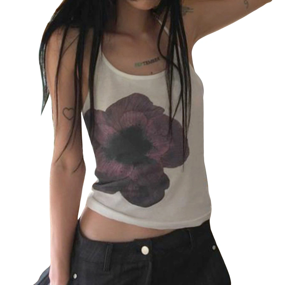 Women Halter Top, Tie-up Sleeveless Backless Flower Print Summer Vest