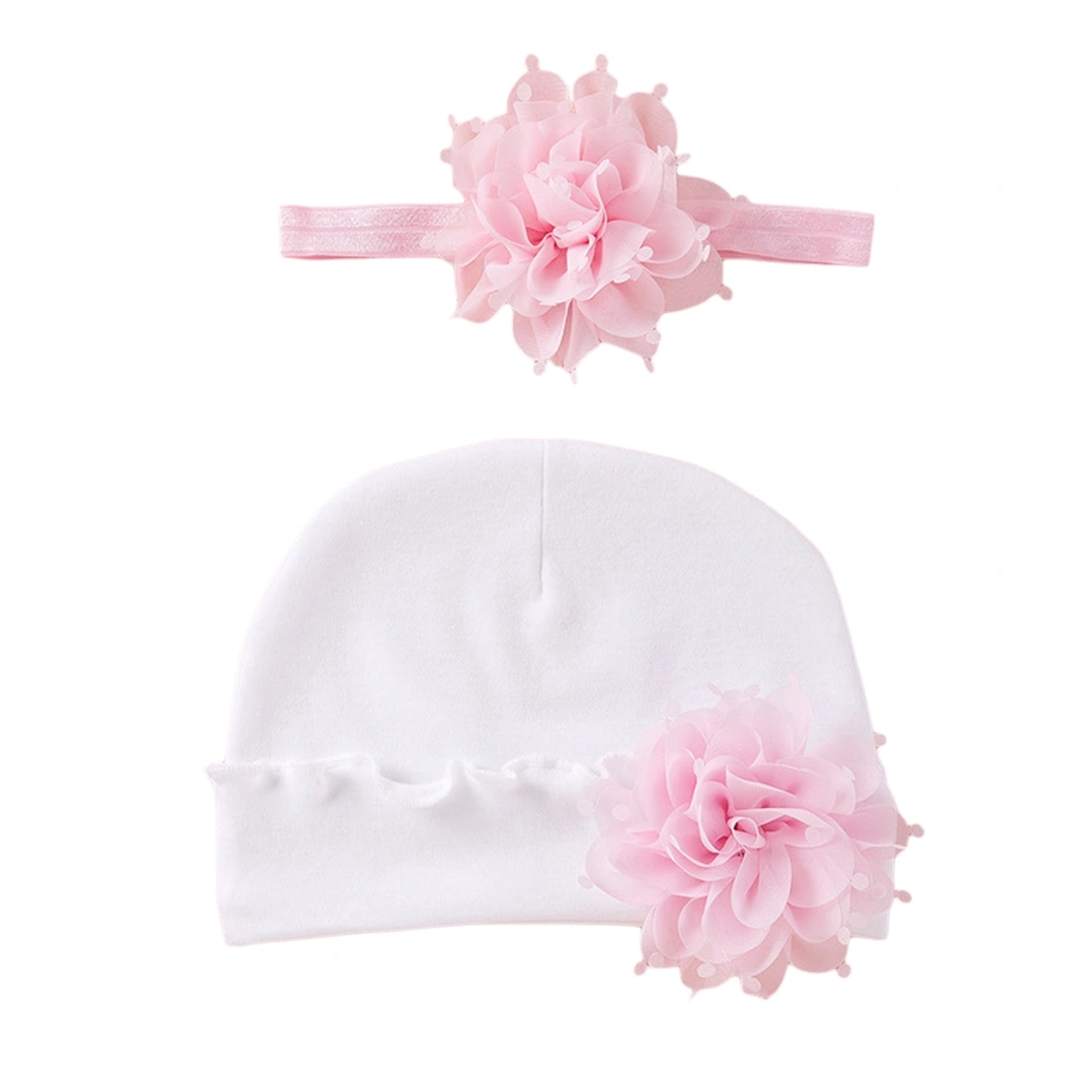 Baby Girls Headband and Cap Set Cute Flower Headband and Turban Hat