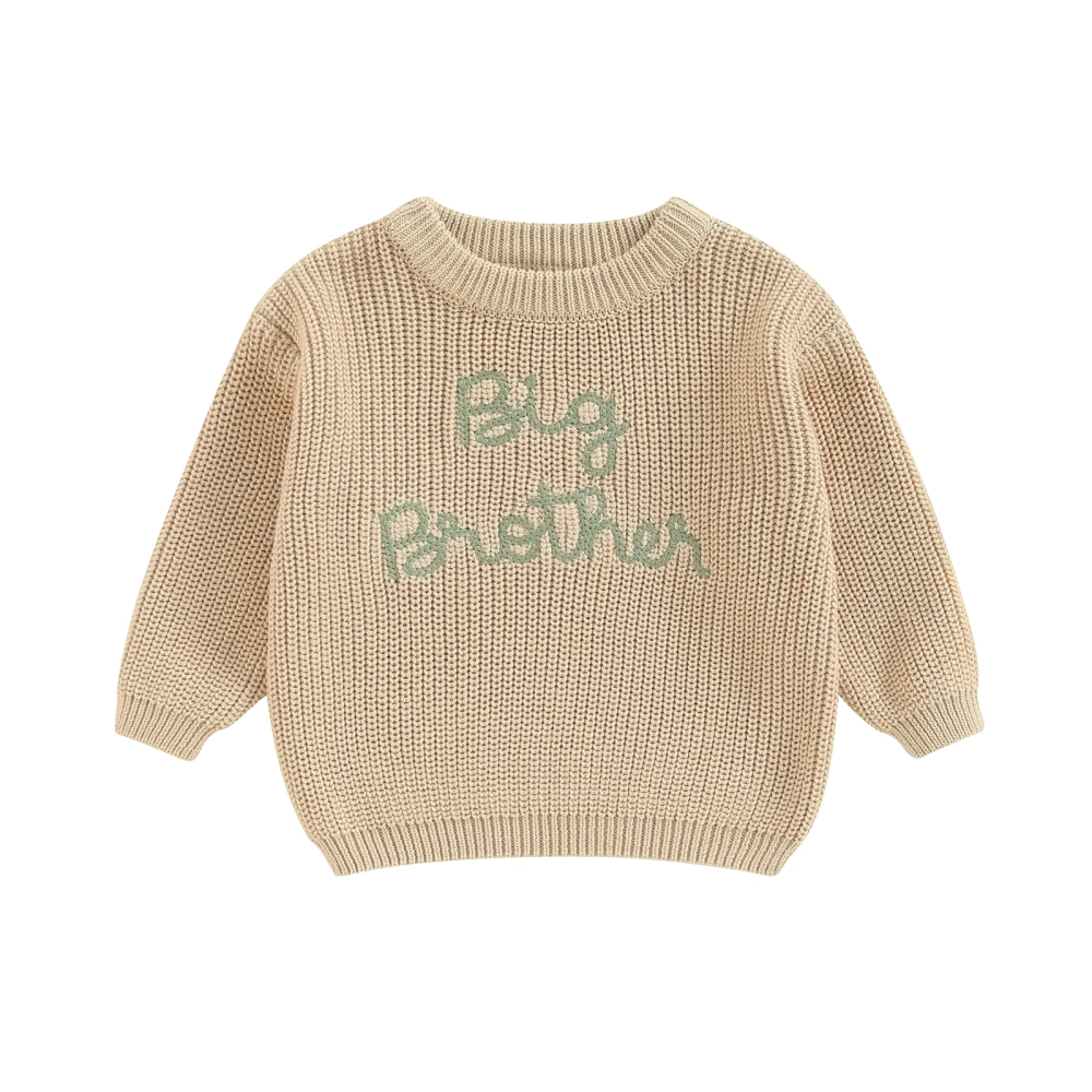 Newborn Boy Sweater Casual Letters Embroidery Warm Knitted Pullover