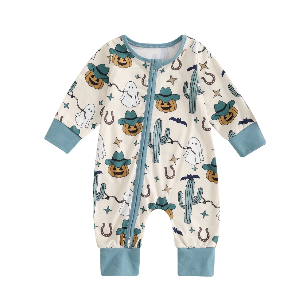 Halloween Baby Girls Boys Jumpsuit Long Sleeve Ghost Print Romper