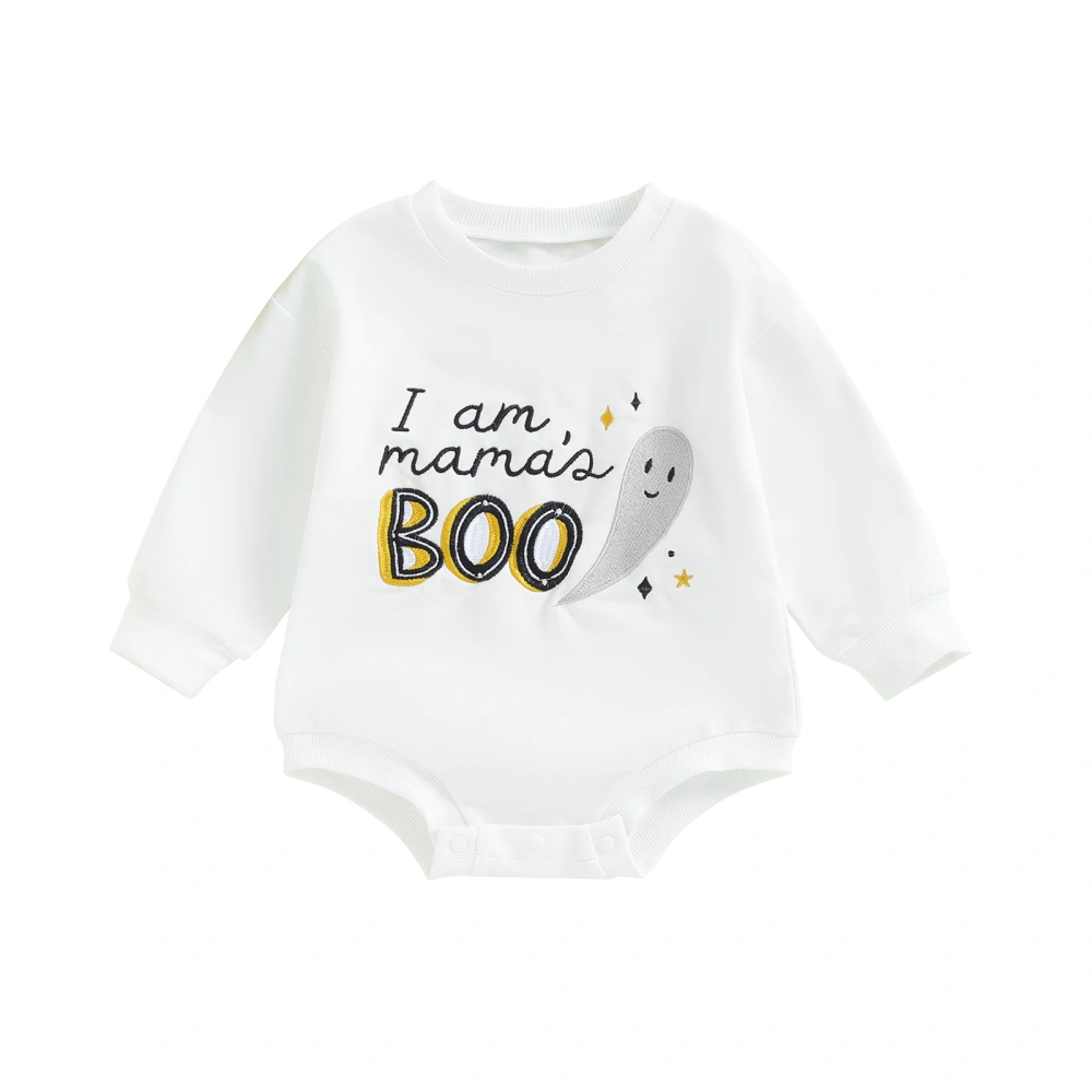 Baby Halloween Sweatshirt Romper Letter Print Long Sleeve Jumpsuit