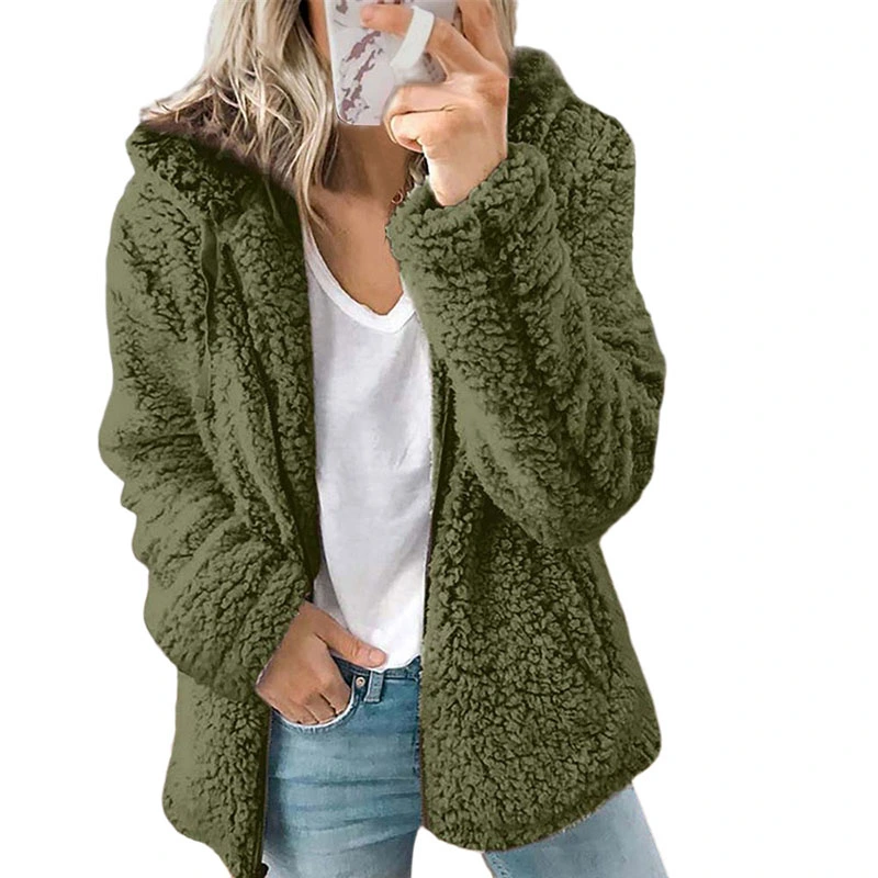 Women Winter Jacket, Long Sleeve Hooded Zipped Solid Casual Jacket