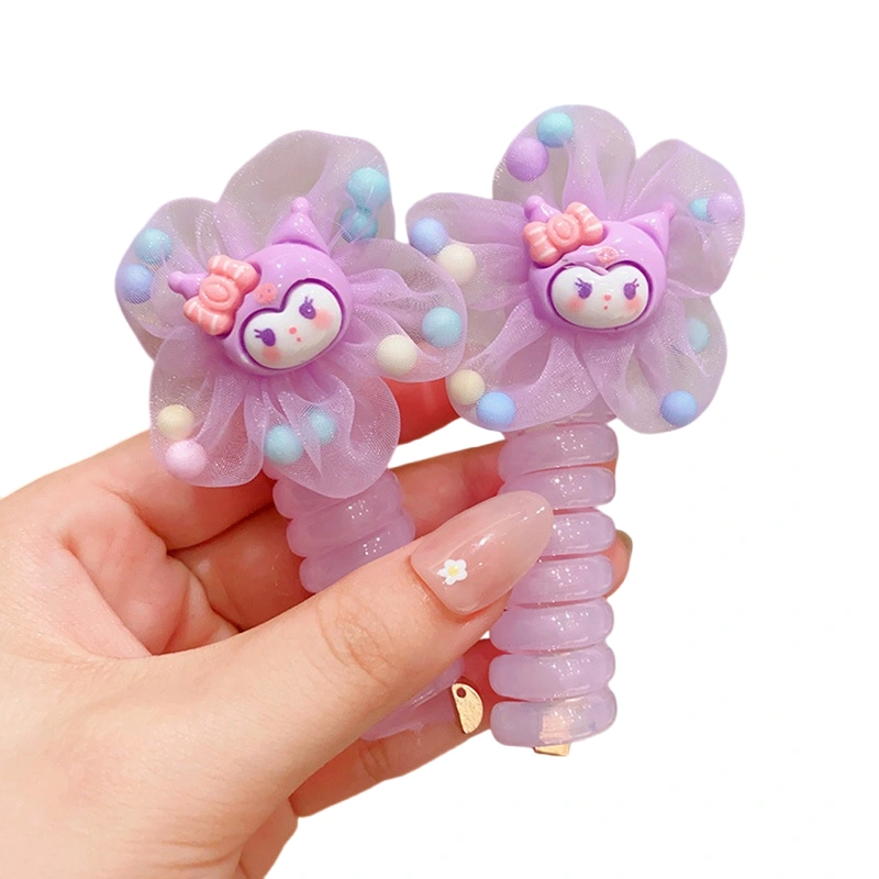 Girls Spiral Hair Ties, Cartoon Ponytail Holder Styling Accessories