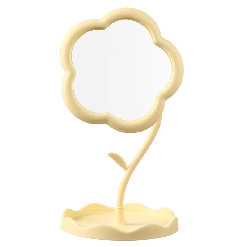 Table Mirror with Stand Flower Vanity Mirror with Leaf Hook for Desk