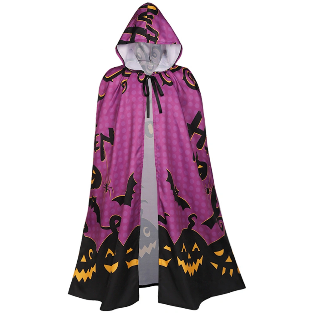 Halloween Hooded Cloak Tie-up Pumpkin Print Cosplay Cape for Men Women