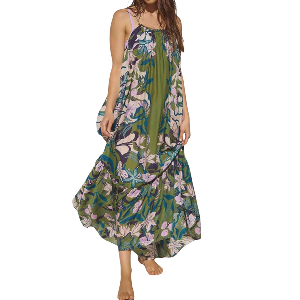 Women’s Bohemian Long Dress Spaghetti Strap Scoop Neck Dress