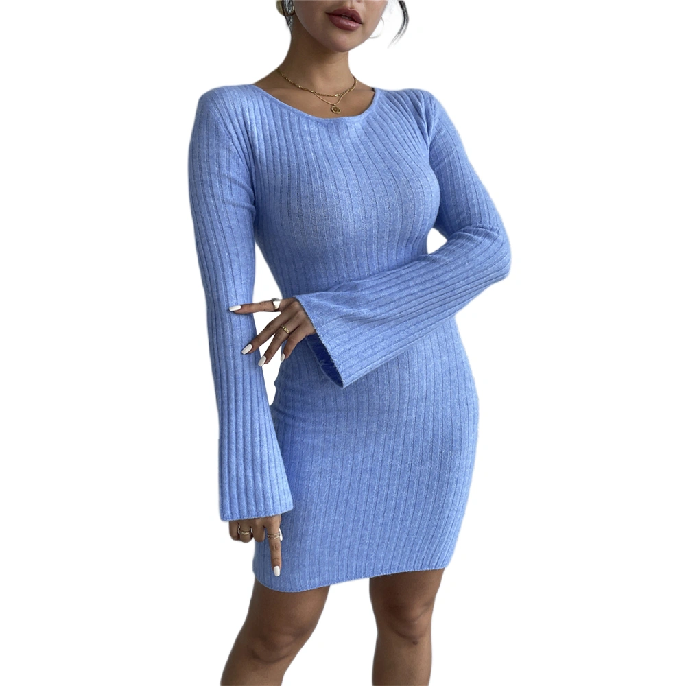 Women Knitted Sweater Dress Long Sleeve Bodycon Party Mini Dress