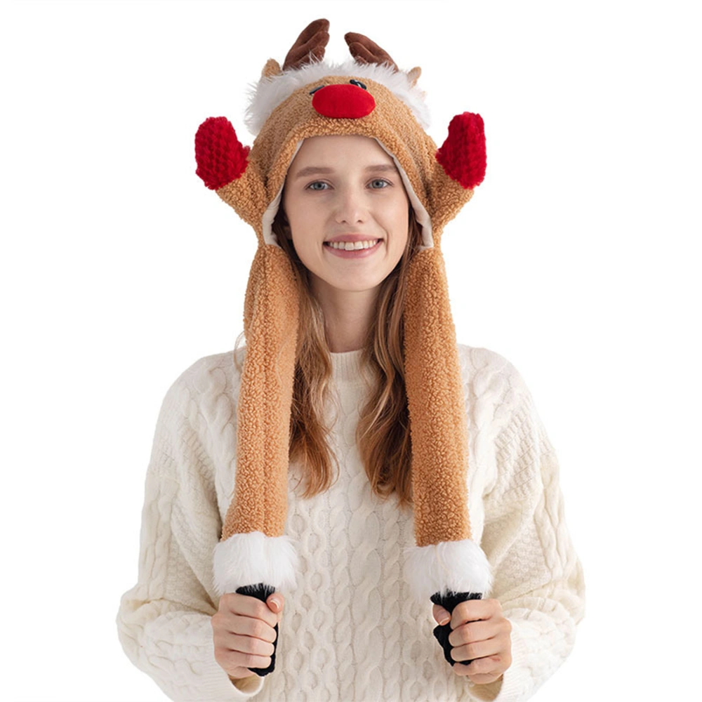 Cute Plush Reindeer Hat with Jumping Ears Christmas Costume Caps