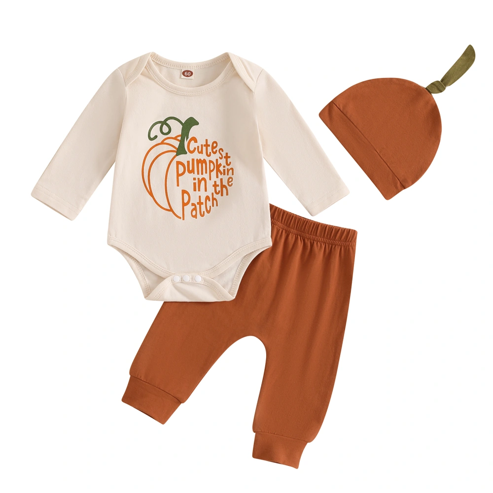 Baby Halloween Outfits Long Sleeve Romper + Pants + Top Knot Hat