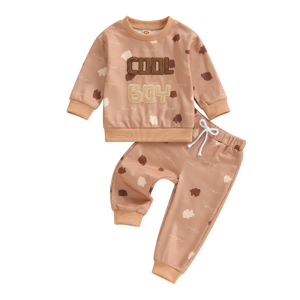 Baby Boy Fall Outfits Long Sleeve Letter Sweatshirt+Spots Print Pants