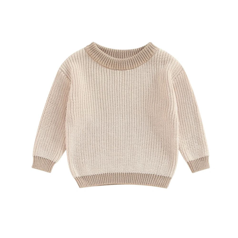 Baby Knit Sweaters Long Sleeve Round Neck Contrast Color Pullover