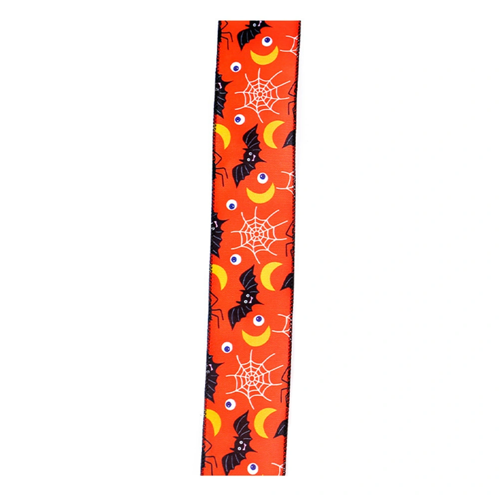 Halloween Wired Edge Ribbons 5 Yards Pumpkin Bat Spider Print Ribbons