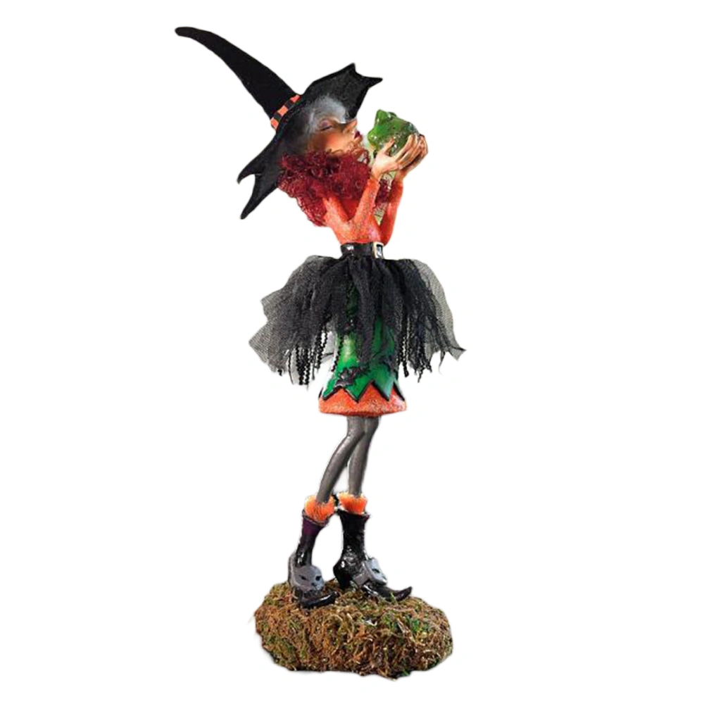 Halloween Witch Figurine Gothic Style Resin Witch with Dog Home Decor