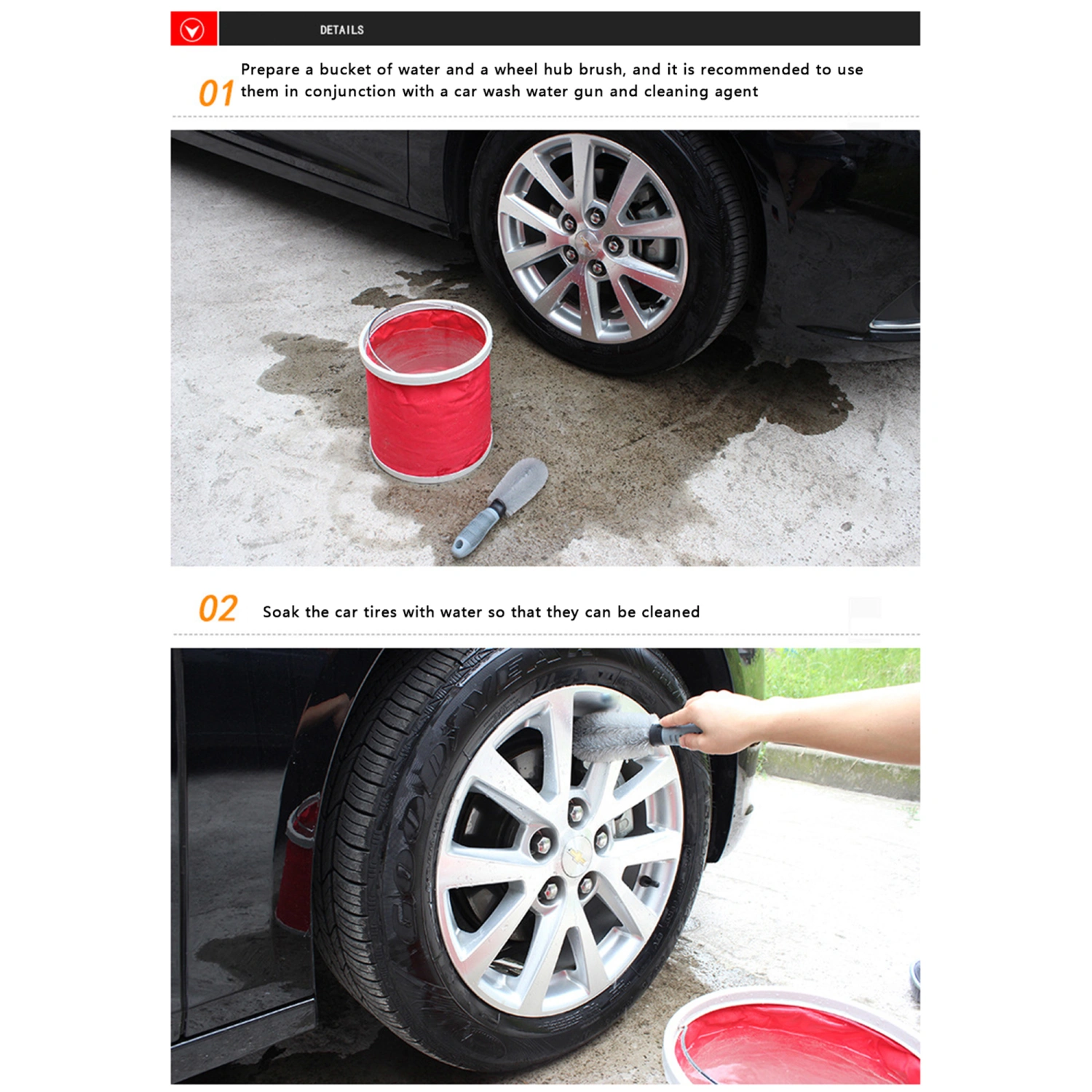 Car Wheel Brush Soft No-Scratch Car Wash Brush Cleaning Brush