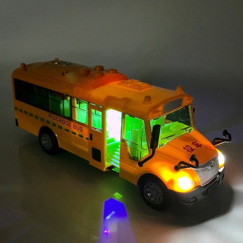 School Bus Toy with Flashing Lights & Sound, Friction Powered Bus Toy