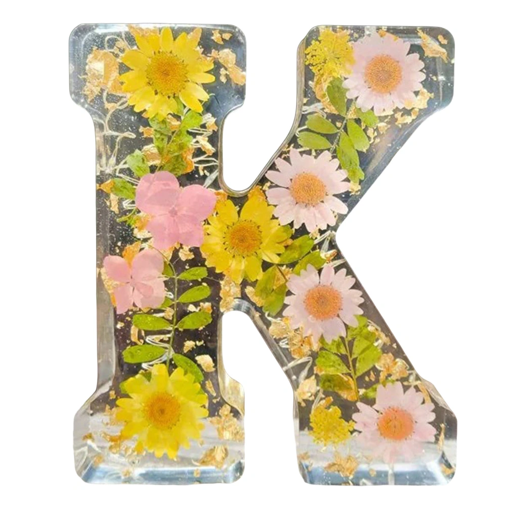 Floral Resin Night Light, Pressed Flower Resin Letters with LED Light