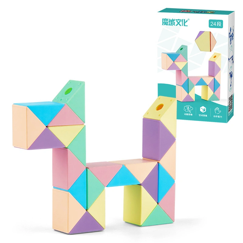 Snake Cube Fidget Toy 24 Blocks Colorful Brain Teaser Twist Puzzle