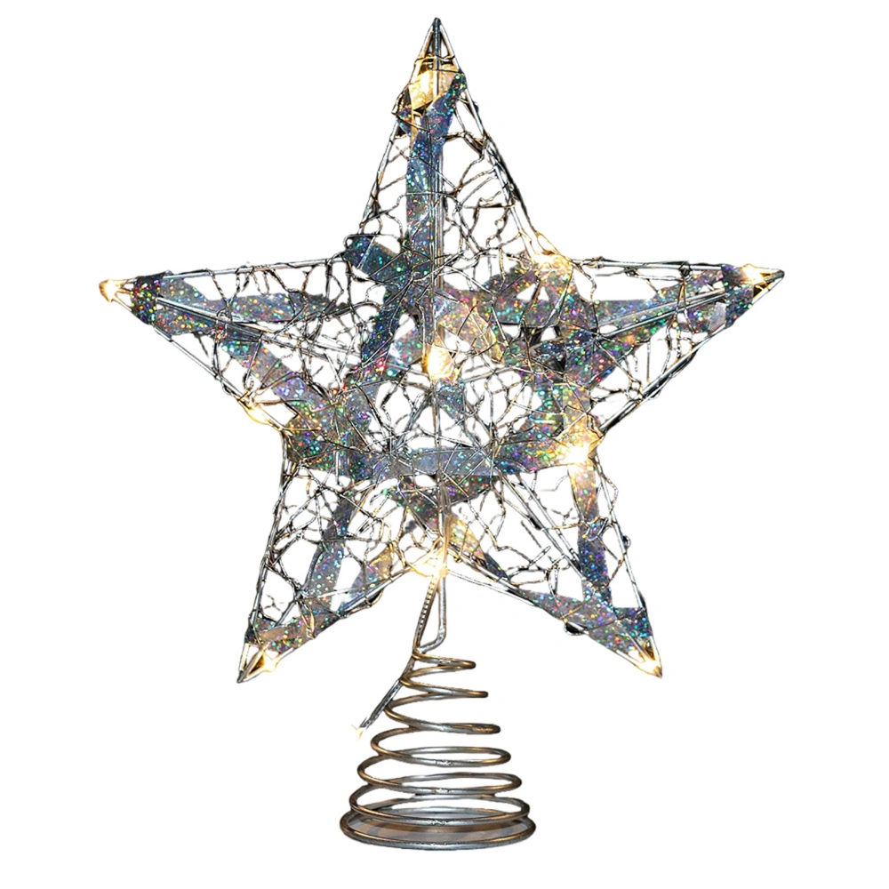 Christmas Tree Topper Hollowed out Wire Star Tree Top with Light