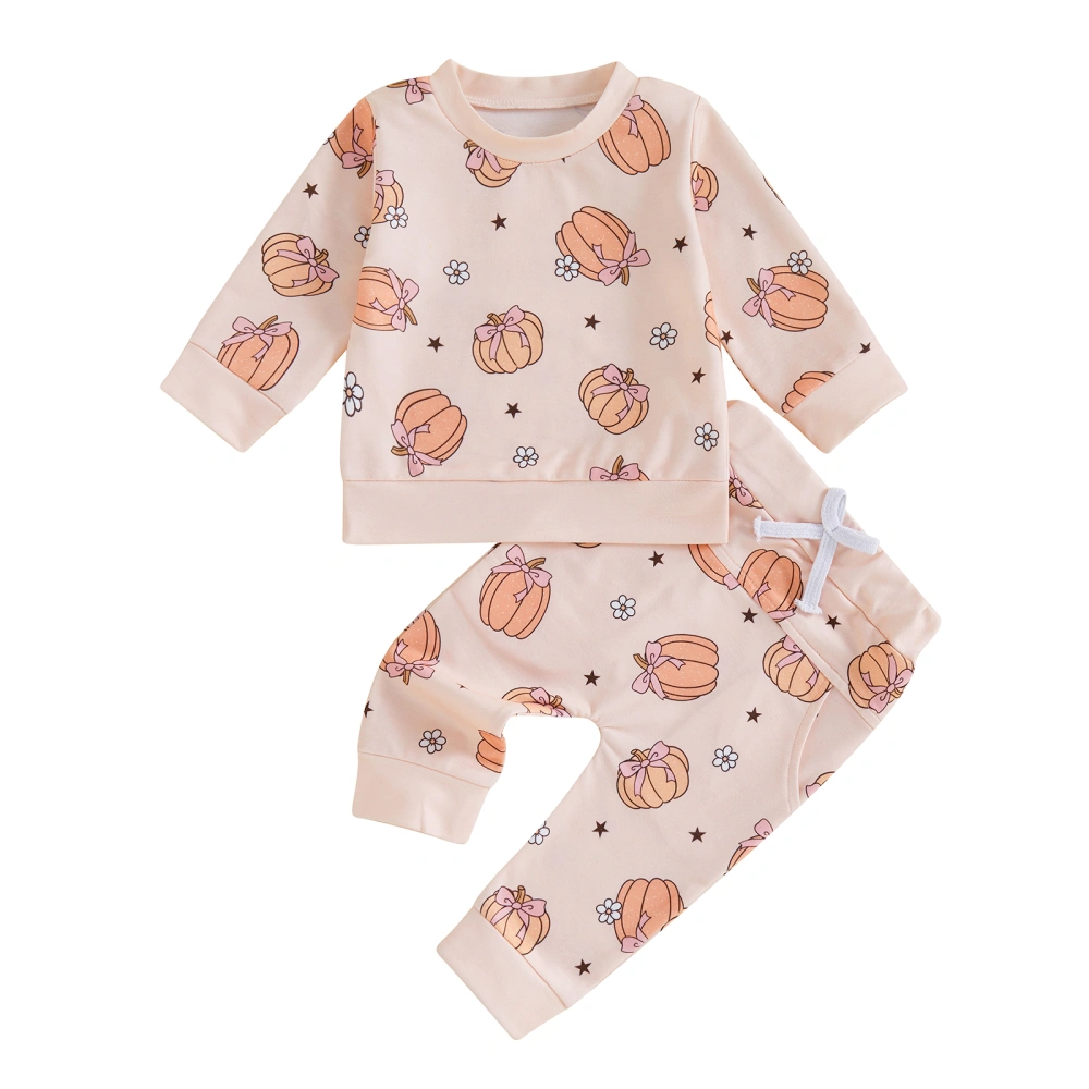 Baby Halloween Outfits Pumpkin/Bat Print Long Sleeve Pullover + Pants