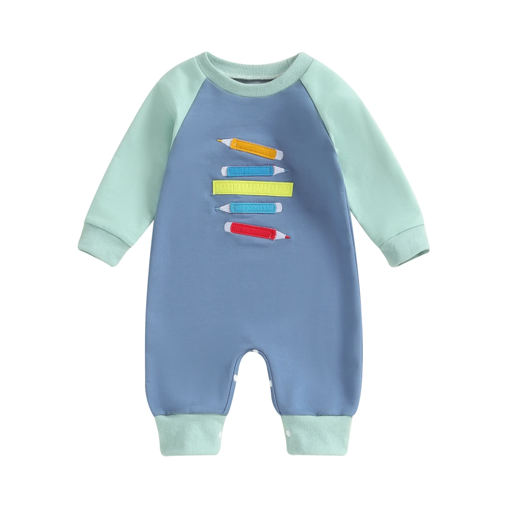 Baby Boys Sweatshirts Rompers Pencil Print Contrast Color Jumpsuits