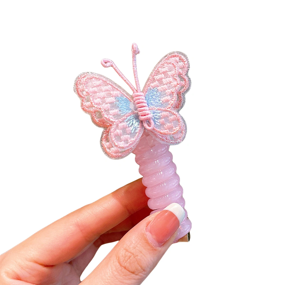 Telephone Wire Hair Bands Embroidered Butterfly Spiral Hair Tie